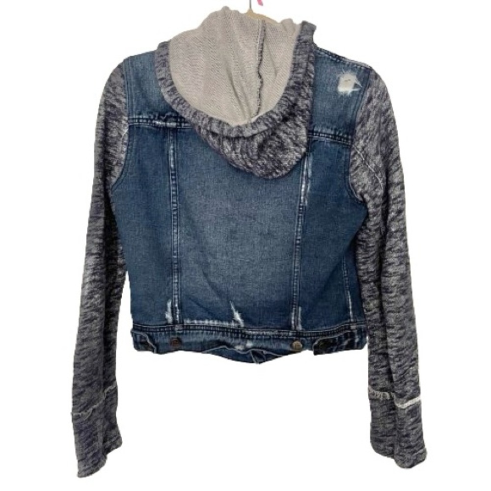 Free People Mixed Media Denim Jacket-navy - Picture 7 of 12
